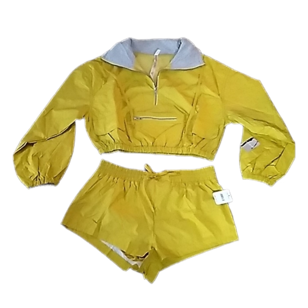 Free People Yellow Athletic Shorts Set